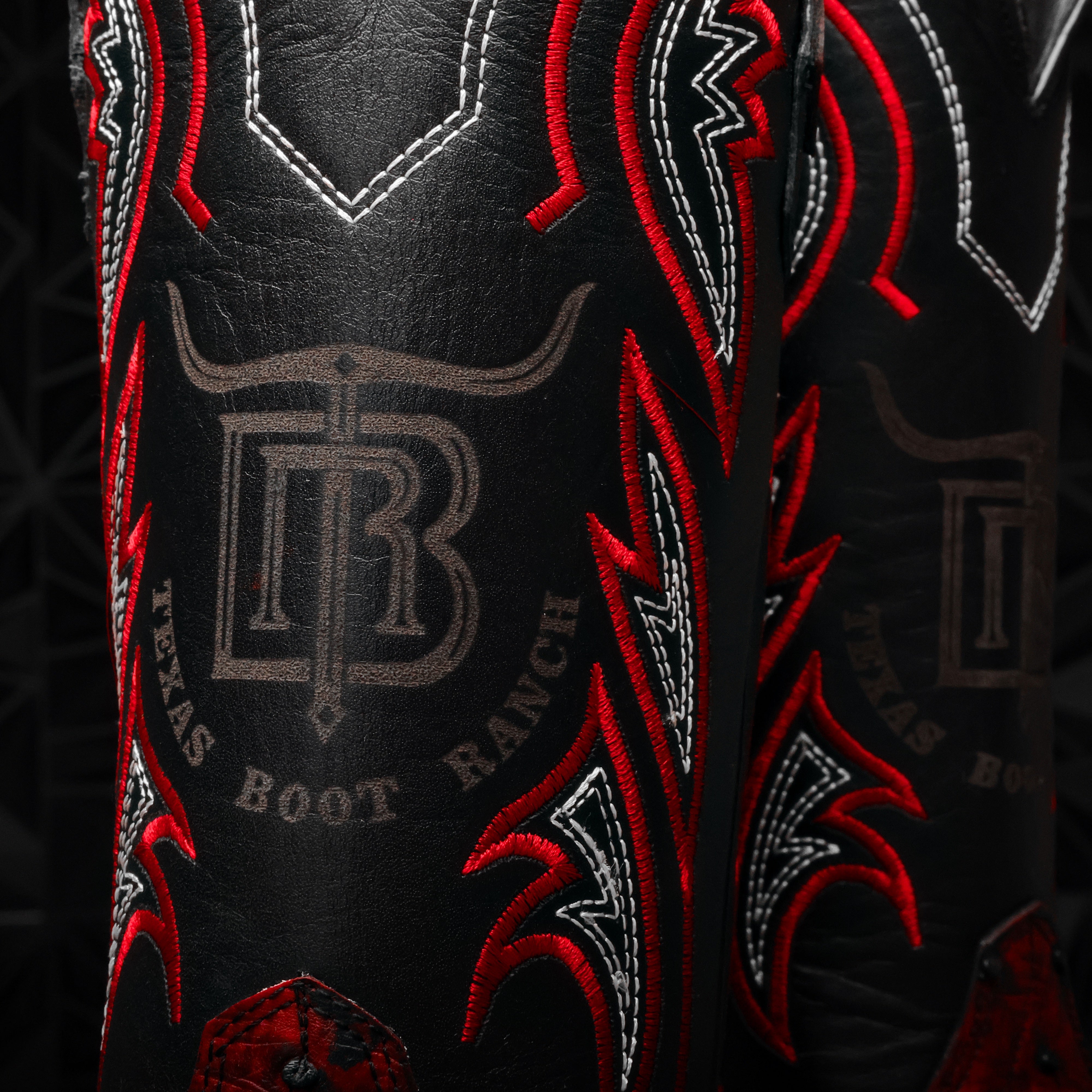 Black Cherry Ostrich Leather Boots - Square Toe