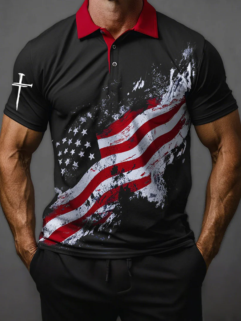 Men'S Casual 250Th Anniversary Celebration Of The Founding Of The United States Personalized Printed Polo Shirt