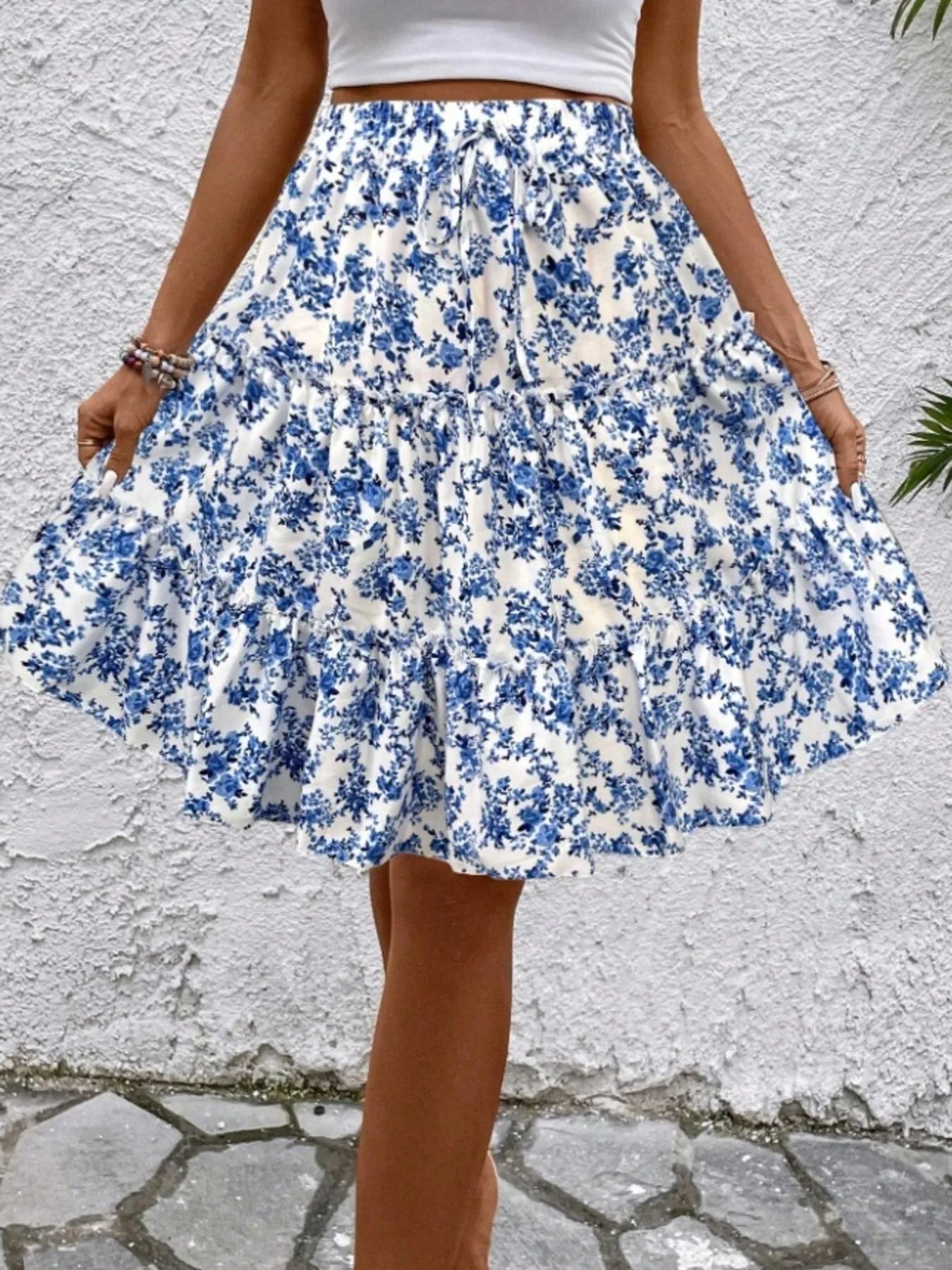 Floral Print Midi Skirt