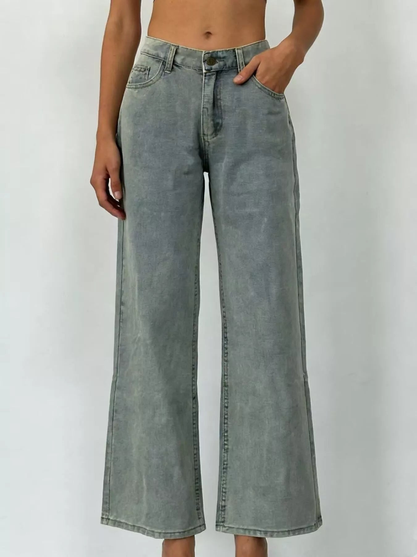 Wide Leg Washed Jeans