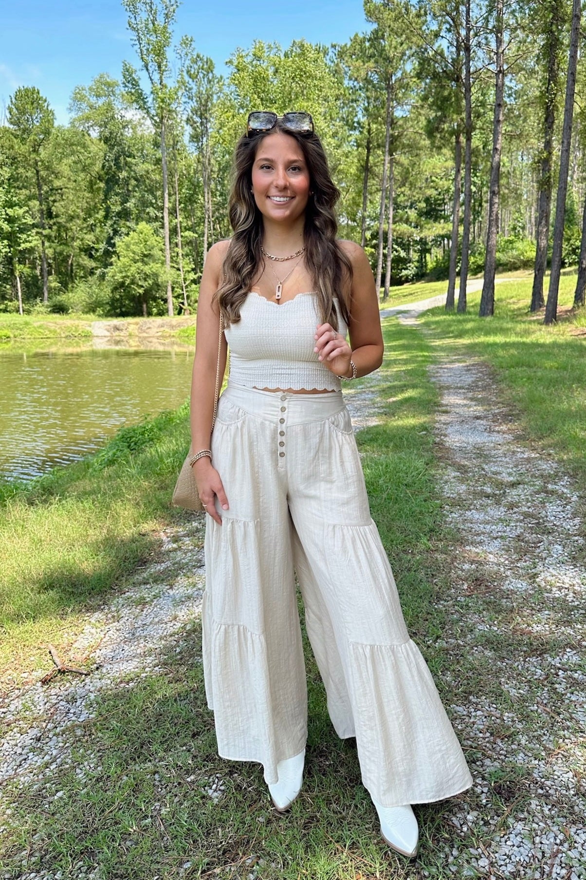 Tiered Tide Flowy Wide Leg Pants