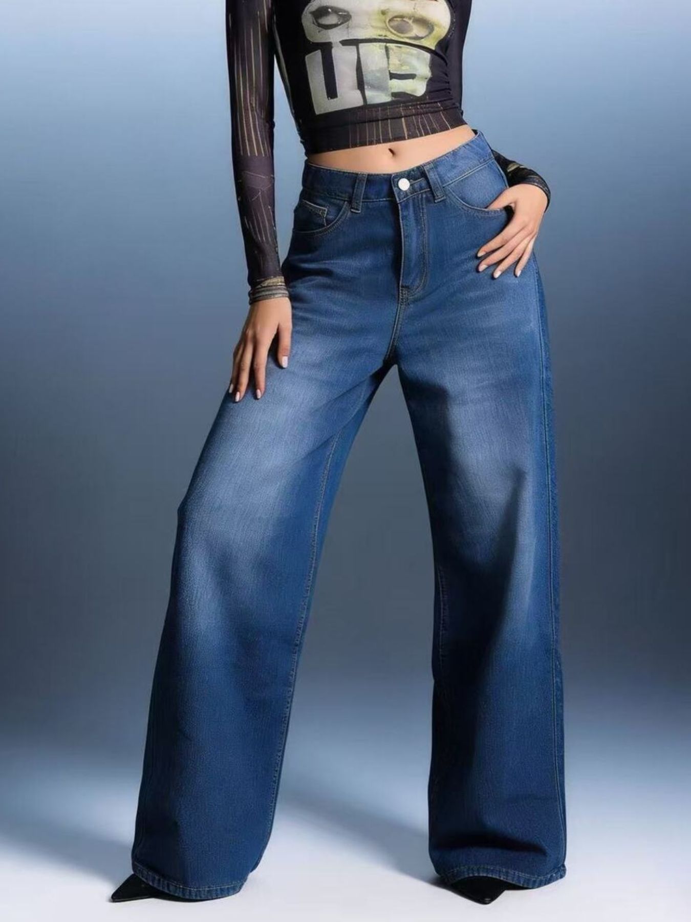 High-Waisted Wide Leg Jeans