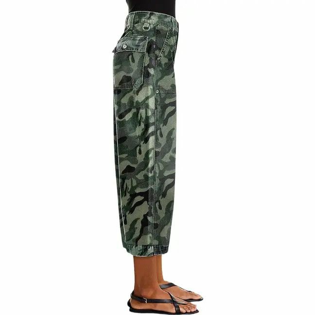 Camo Print Mid Waist Straight Leg Capri Pants Summer Vibes