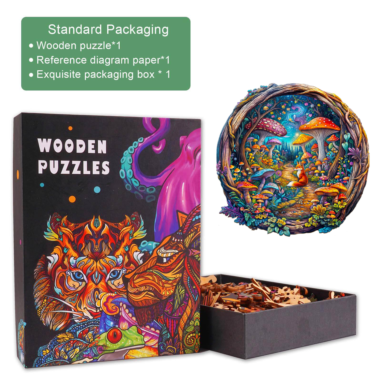 3D Mushroom Forest Wooden Jigsaw Puzzle