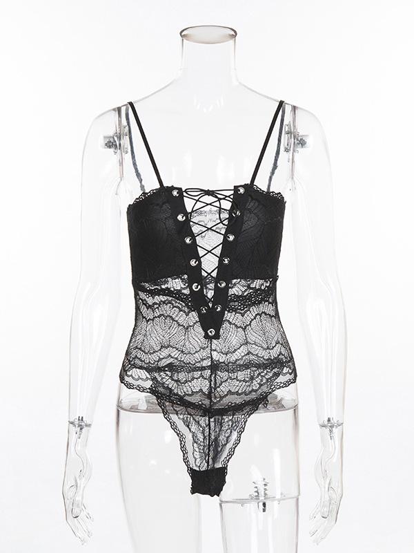 Split-Joint Bandage One-Piece Teddy Lingerie