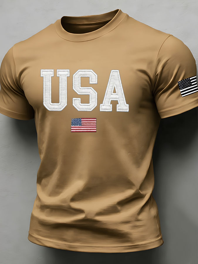 Men'S American Flag Independence Day Celebration Classic Pattern Short Sleeve T-Shirt