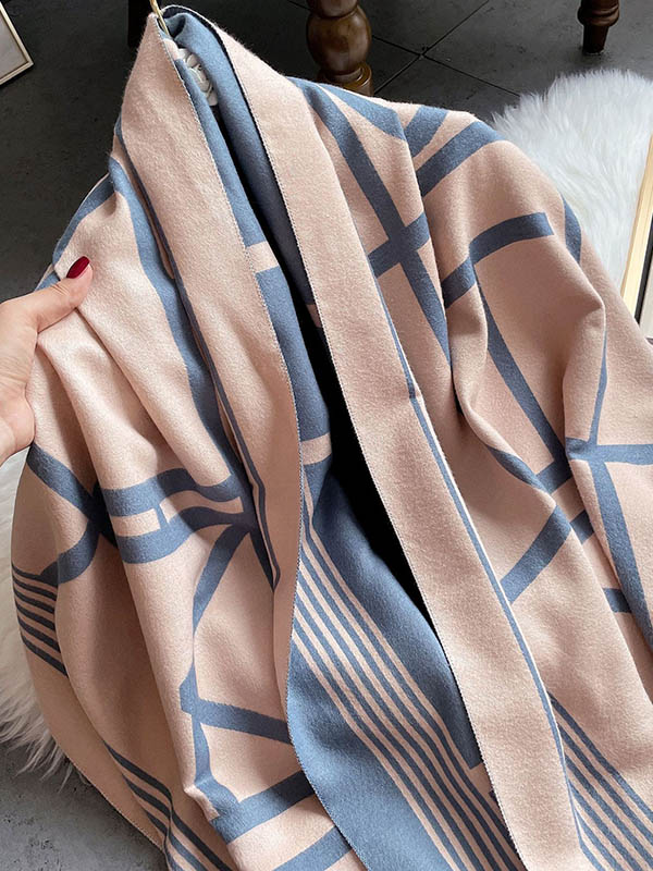 Vintage Keep Warm Striped Tasseled Shawl&Scarf