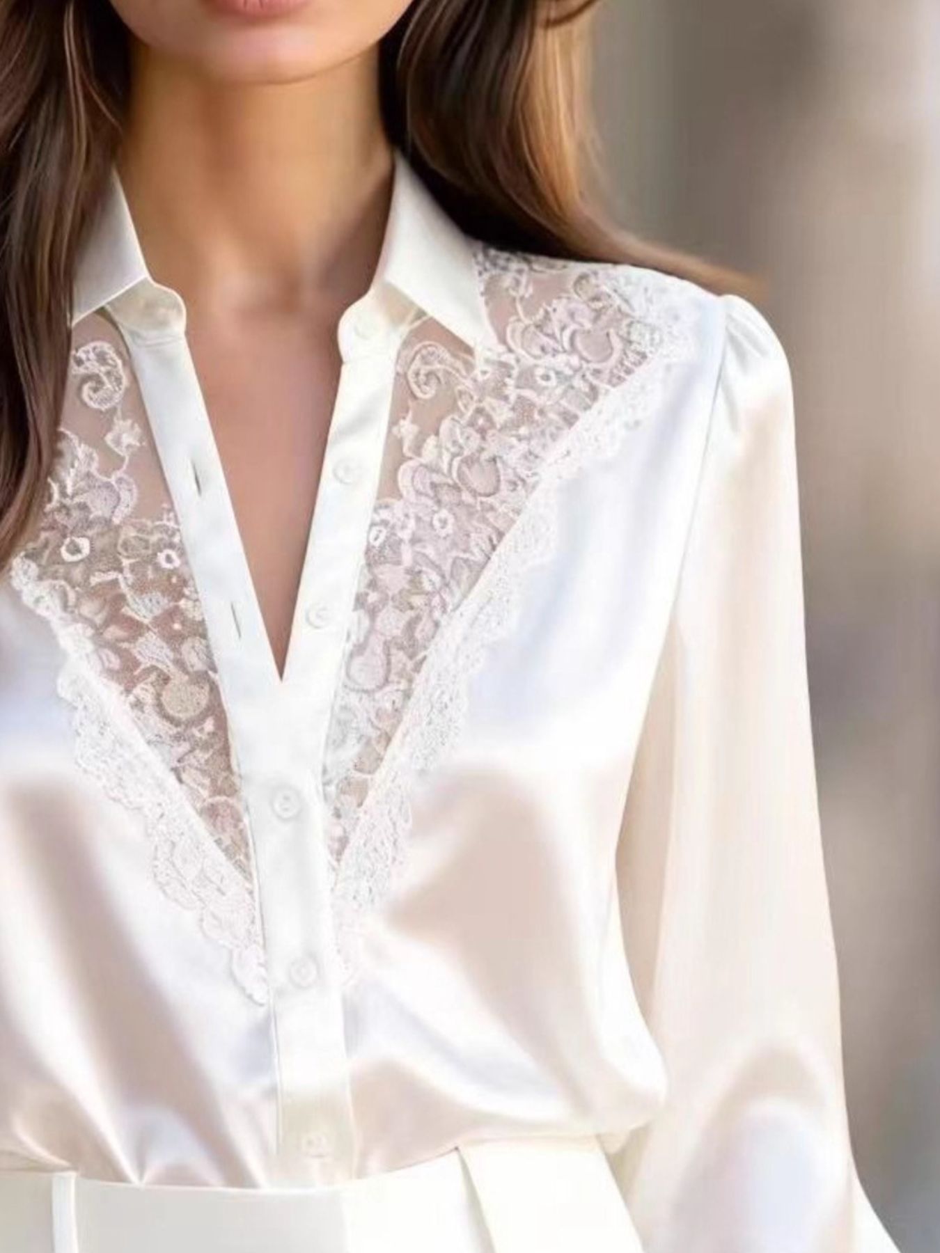 Lace Detail Long Sleeve Shirt