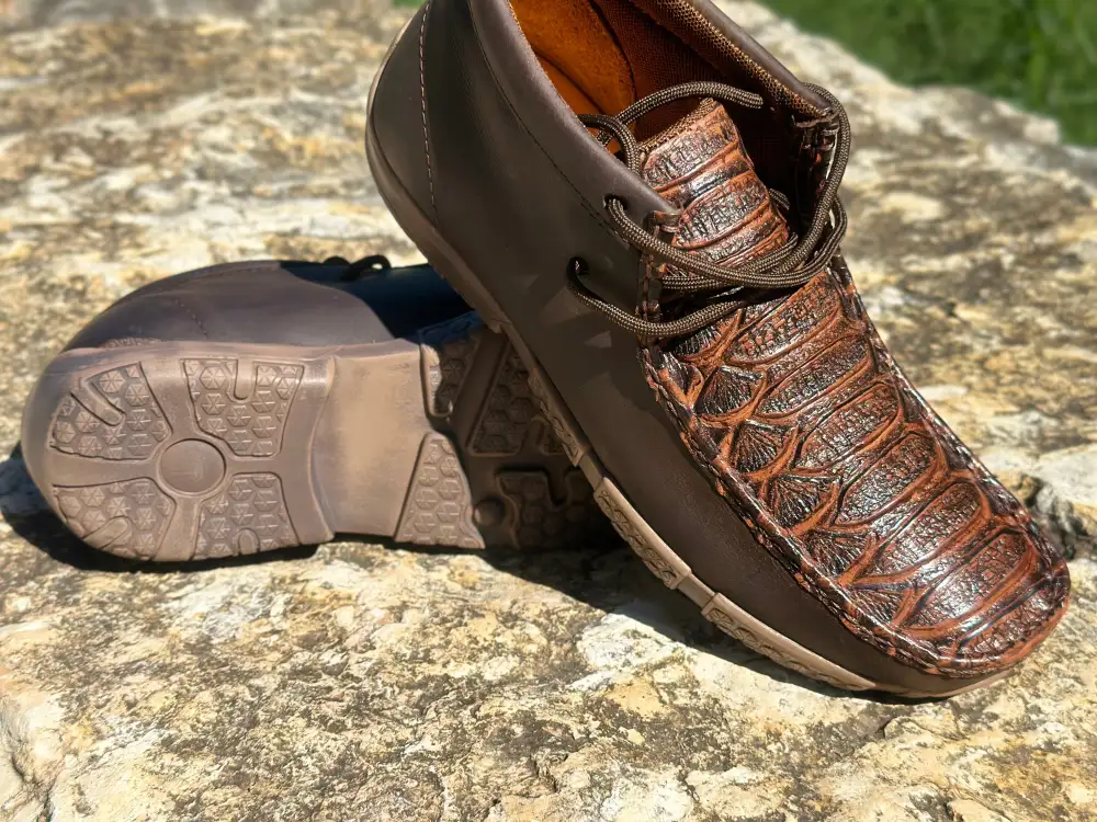 Men’s Brown Jumbo Python  Leather Boat Shoes