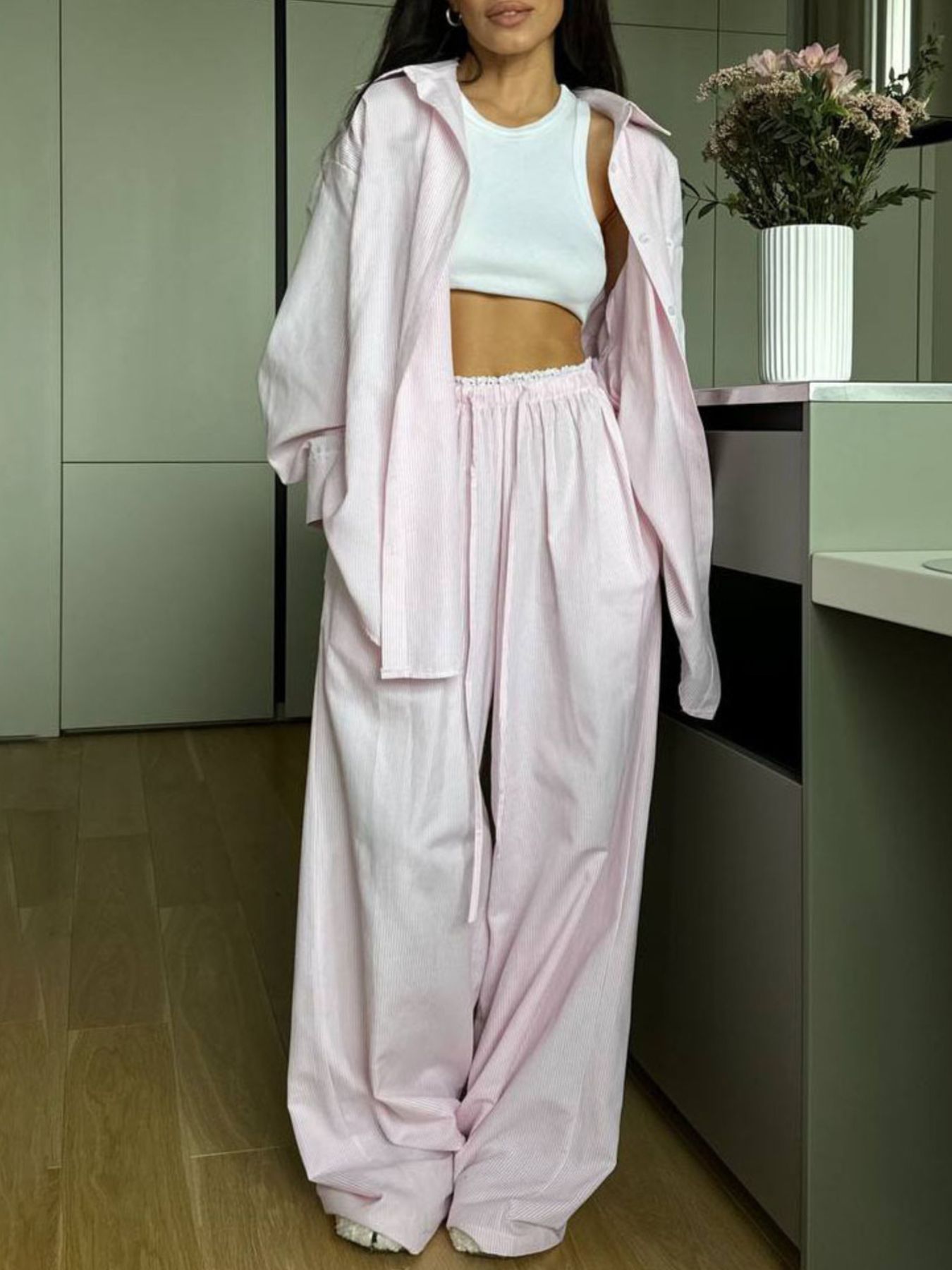 Relaxed Fit Long Sleeve Shirt and Pants Set