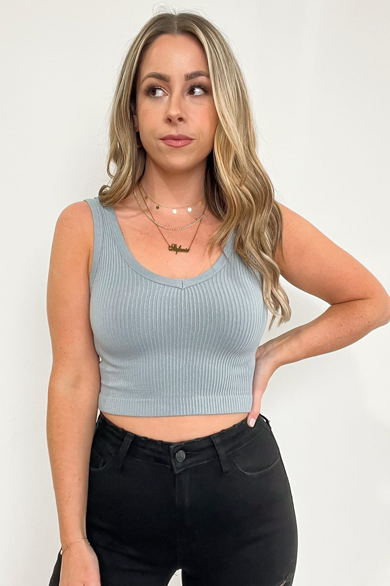 Ribbed Seamless Cropped Tank Bra Top