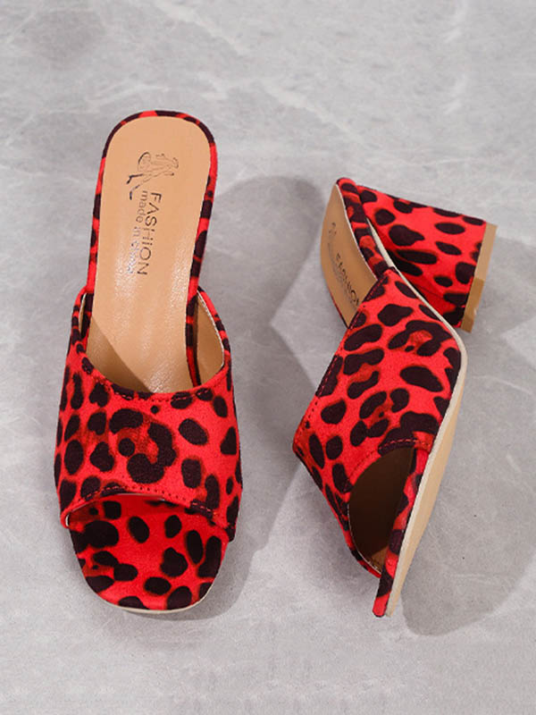Leopard Open Toe Slippers Pumps Sandals