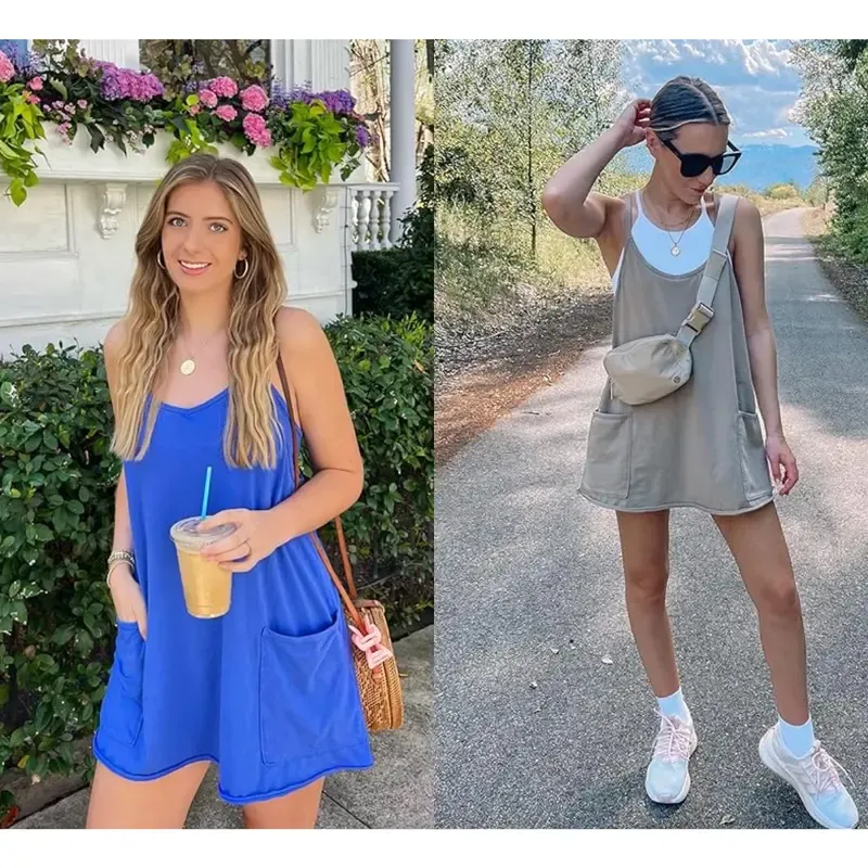 Women's Summer Sleeveless Mini Dress — (With Pockets)