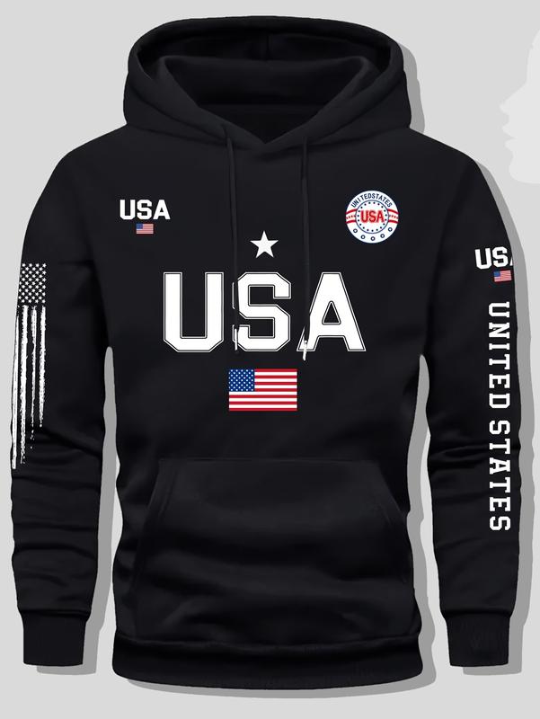 USA Flag Print Unisex Hoodie