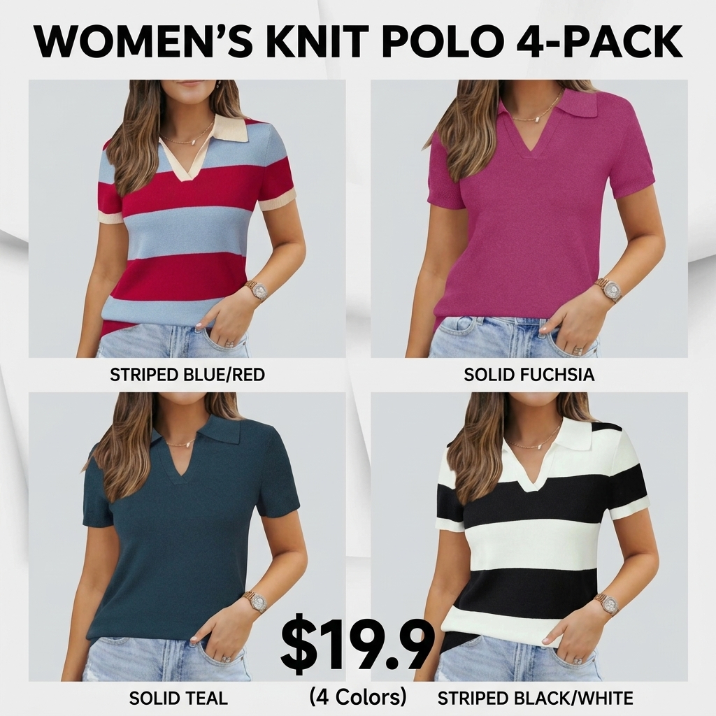 🧶🧶🧶Women's Short Sleeve Wool Blend Polo Sweater