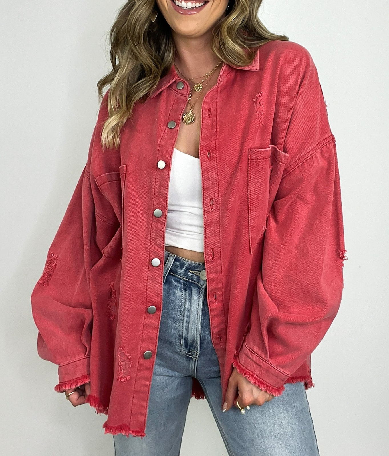 Oversized Distressed Denim Jacket