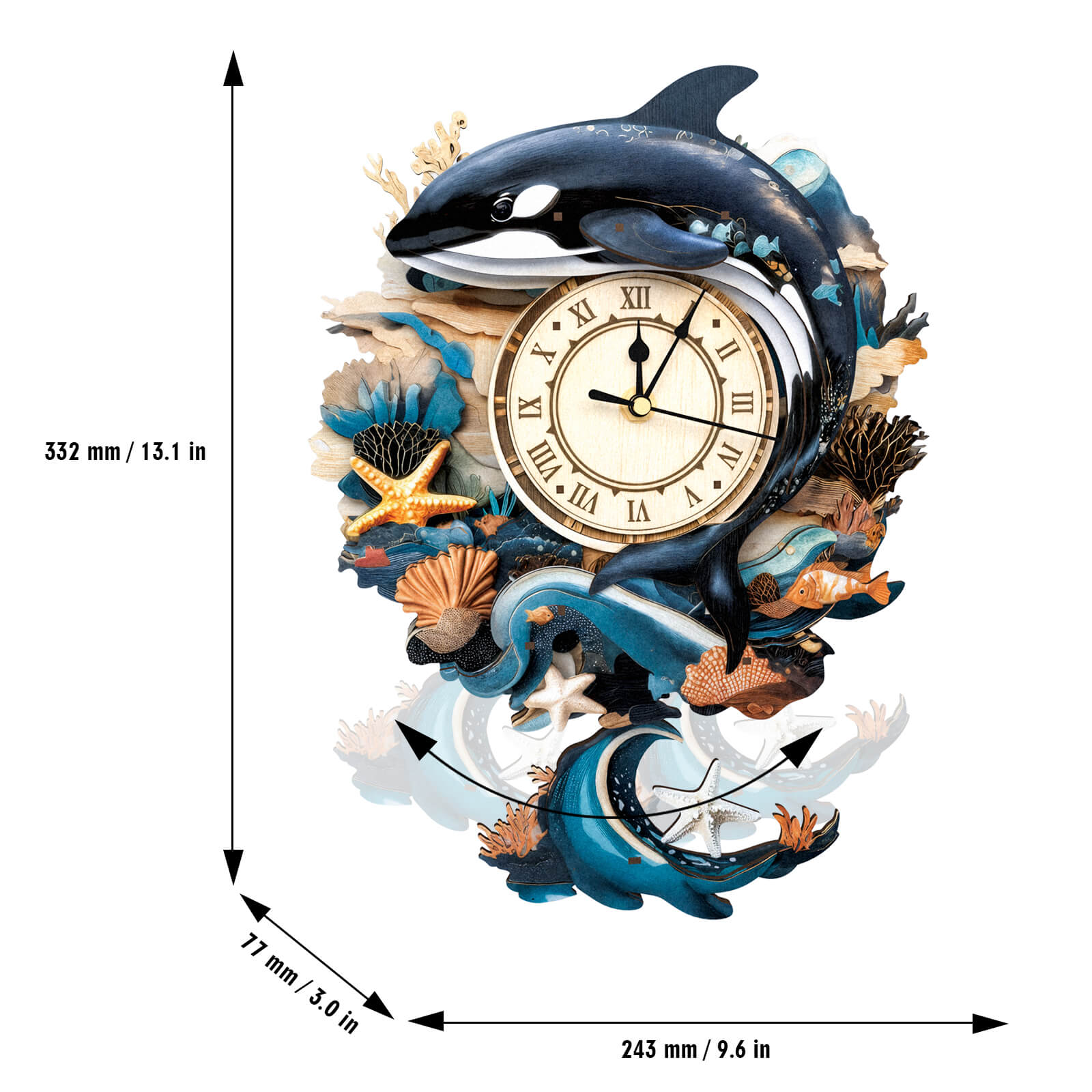 Killer Whale â€“ DIY Wooden Clock, 3D Puzzle Craft Kit