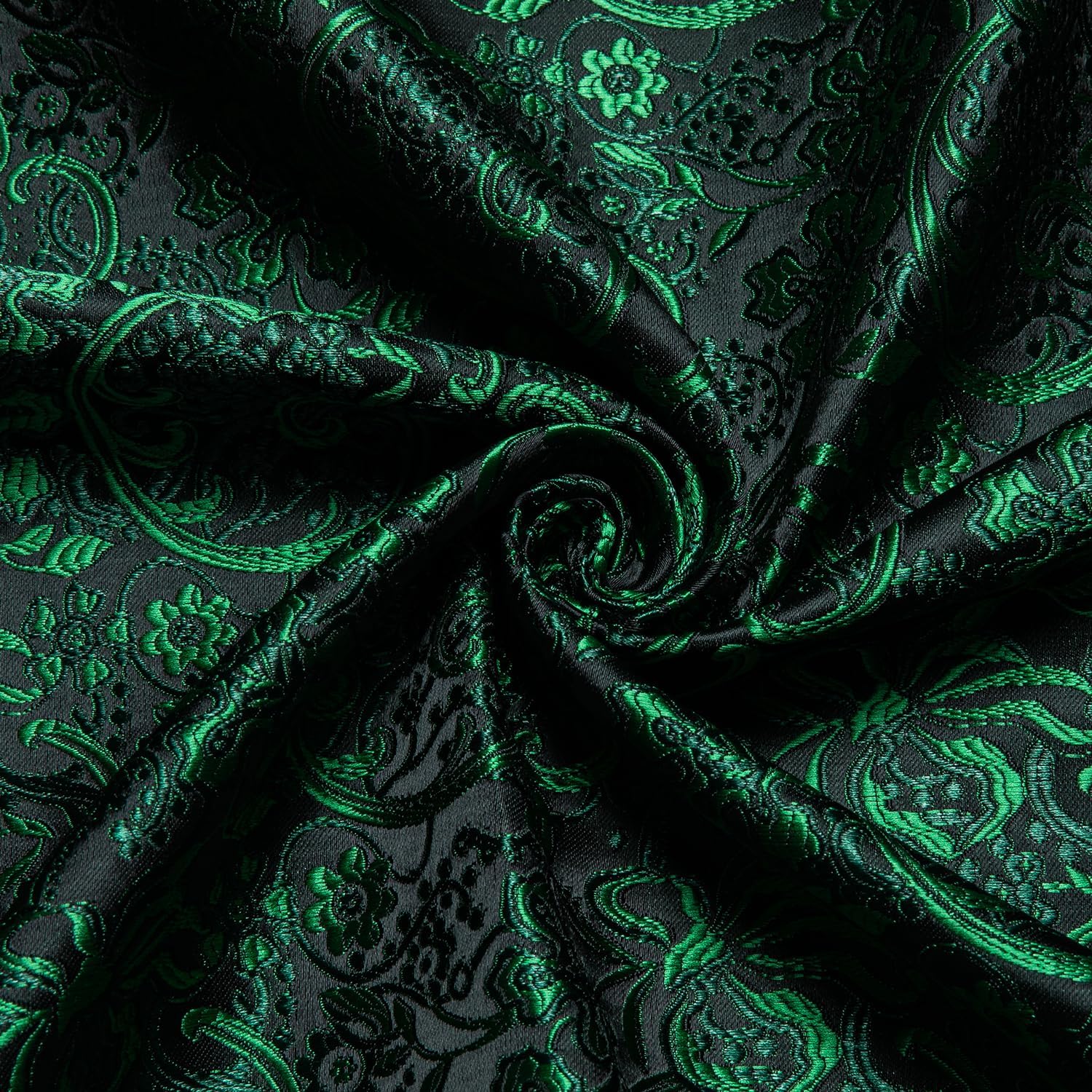 Men's Paisley Dress Shirt Long Sleeve Wrinkle Free Button Down Cowboy Shirts - Green&black&paisley