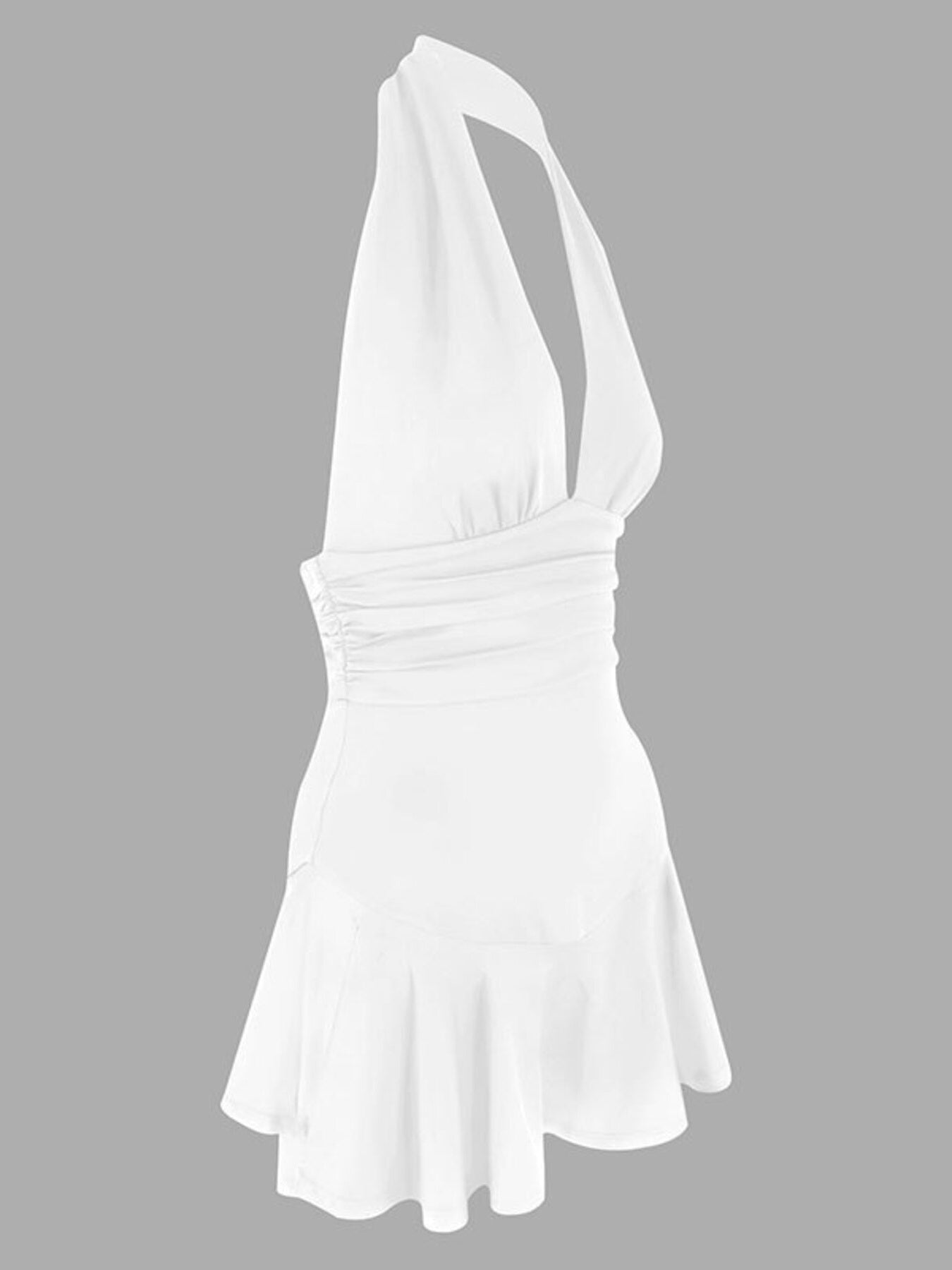 Halter Neck Ruffle Hem Mini Dress