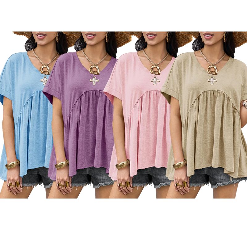 Women's Summer V-Neck Peplum Top