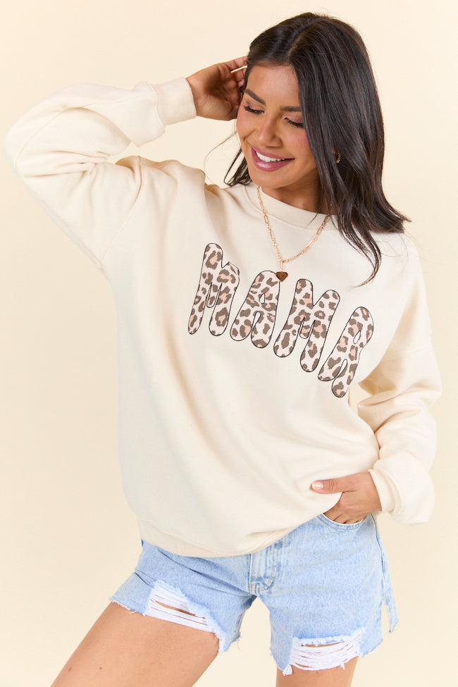 Mama Leopard Cream Graphic Sweatshirt