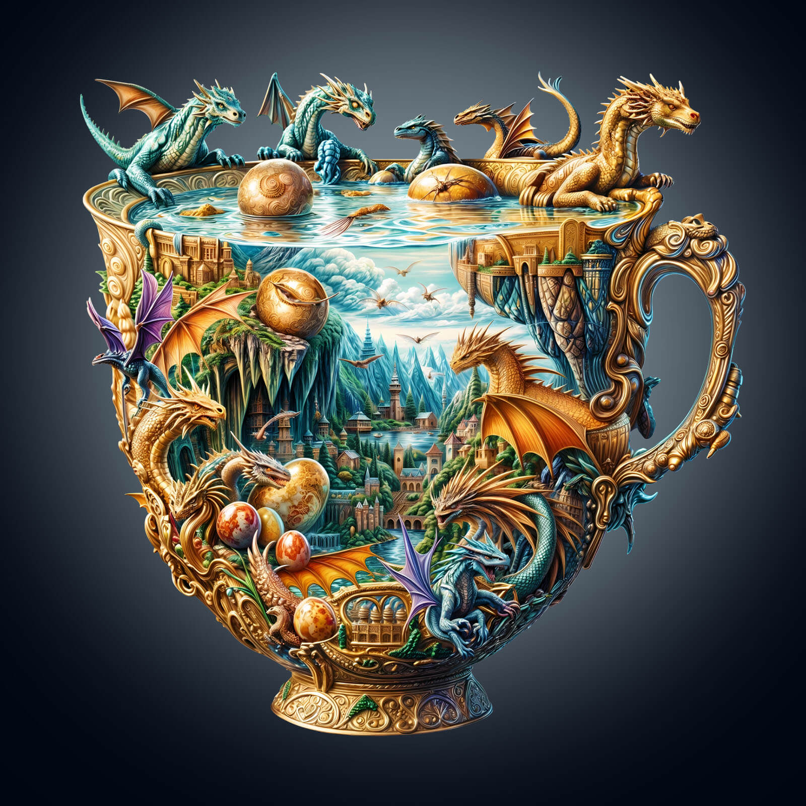 Dragon cup Wooden Jigsaw Puzzle