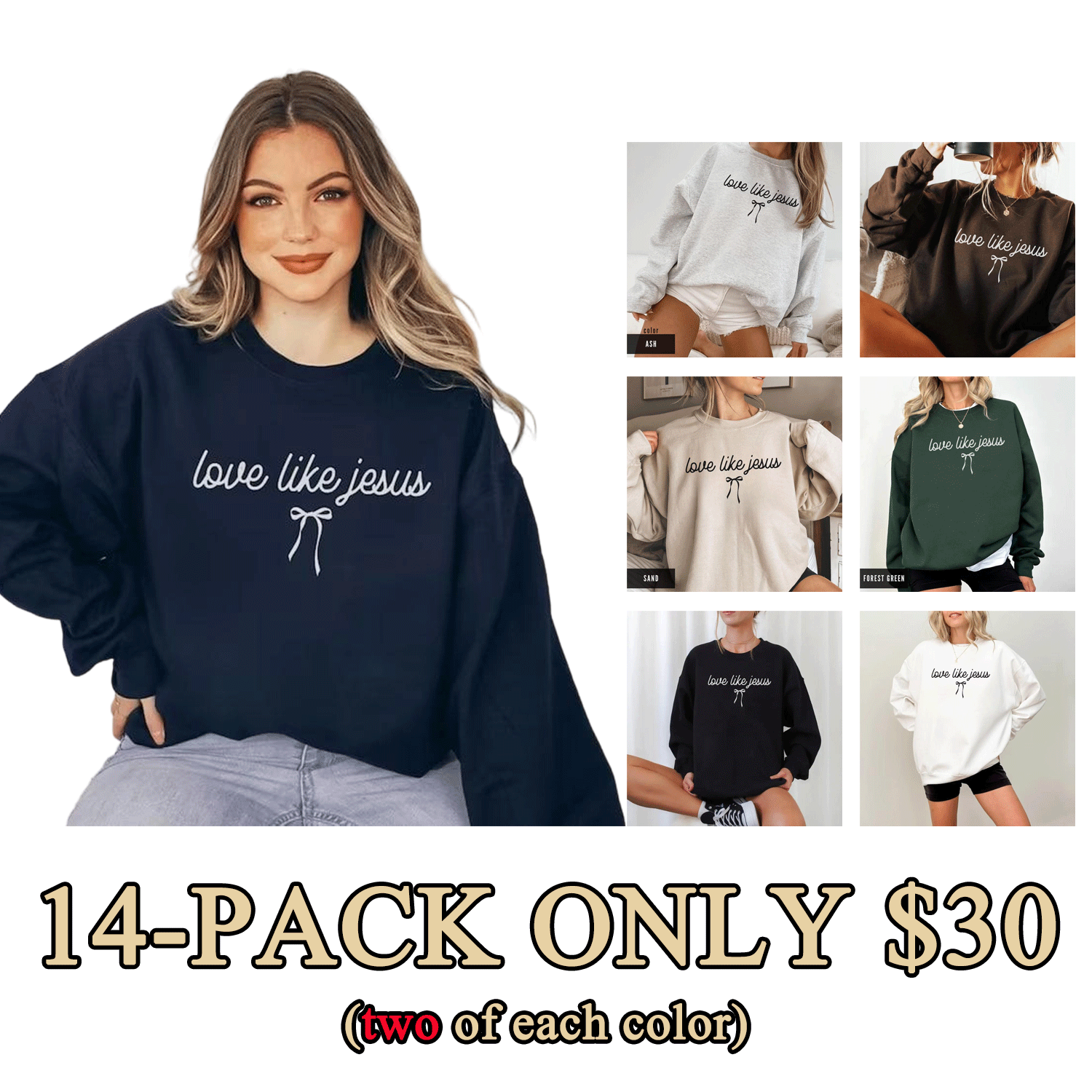 Women’s Faith-Inspired Crewneck Sweatshirt – “Love Like Jesus”