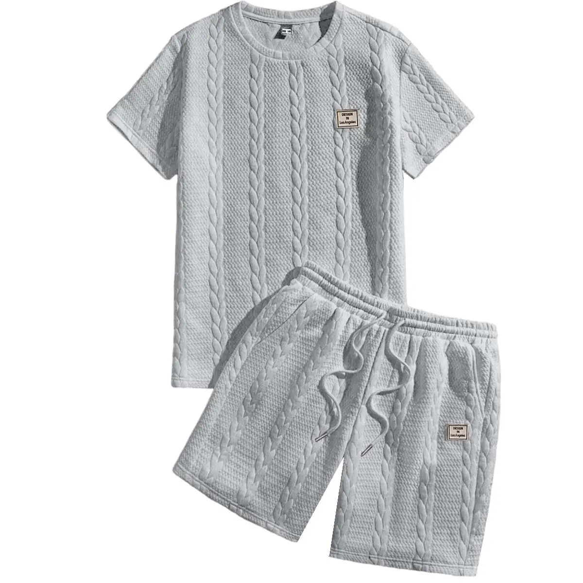 Men’s Textured Jacquard T-Shirt & Shorts Set