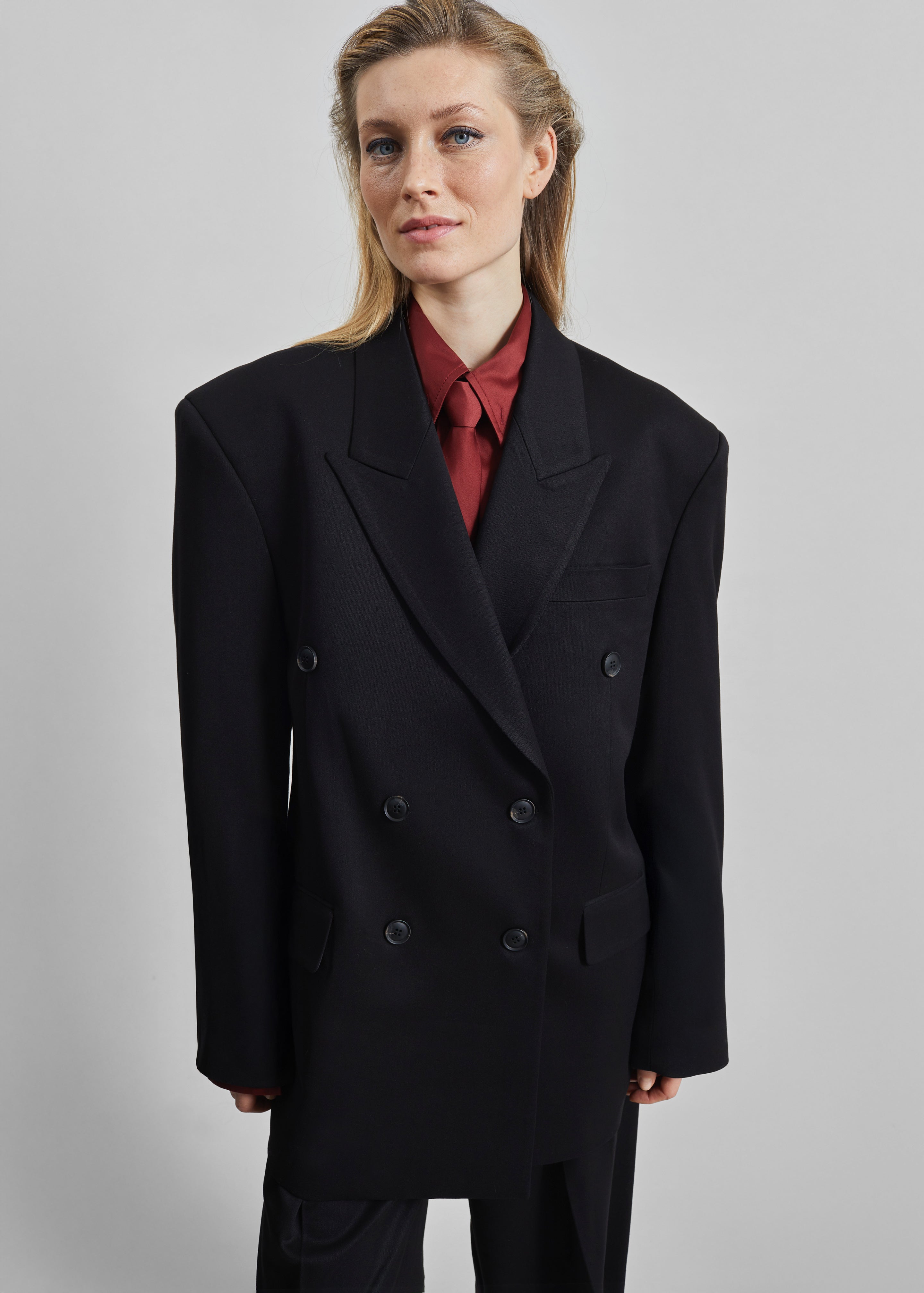 Vester Double-Breasted Blazer - Black
