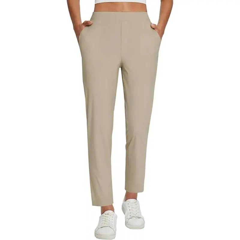 Women's Lightweight Breathable Soft  Ankle Pants Business Casual Summer Silky with Zipper Pockets Stretch Petite