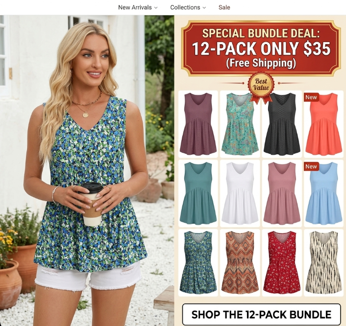 ✨✨Women's Flowy Babydoll Peplum Tank Top