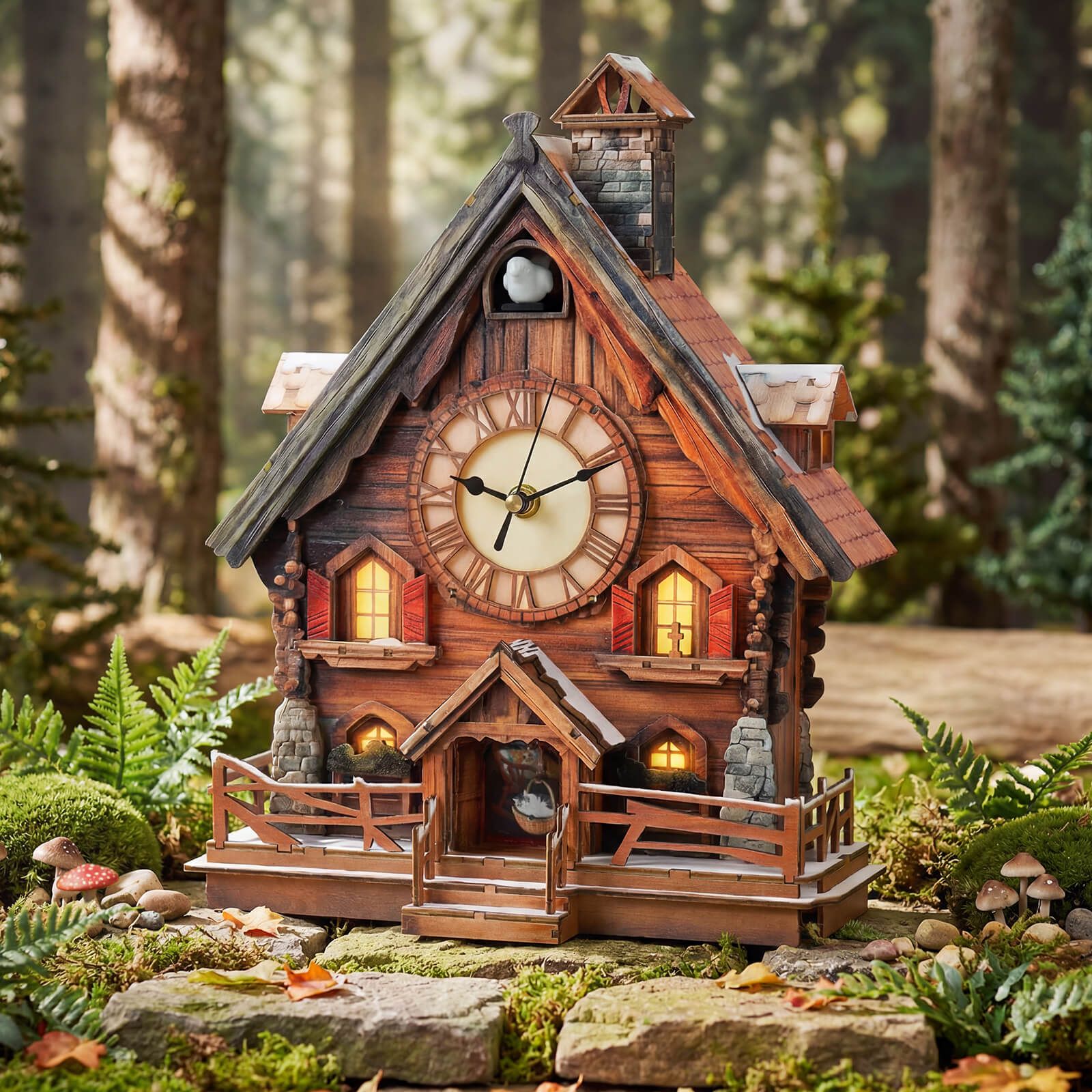 Cuckoo Chiming Swiss Chalet â€“ DIY Wood Clock, 3D Puzzle Kit