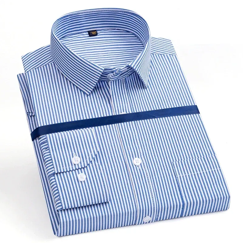 Men'S Long Sleeve Business Solid Color Cotton Breathable Shirt