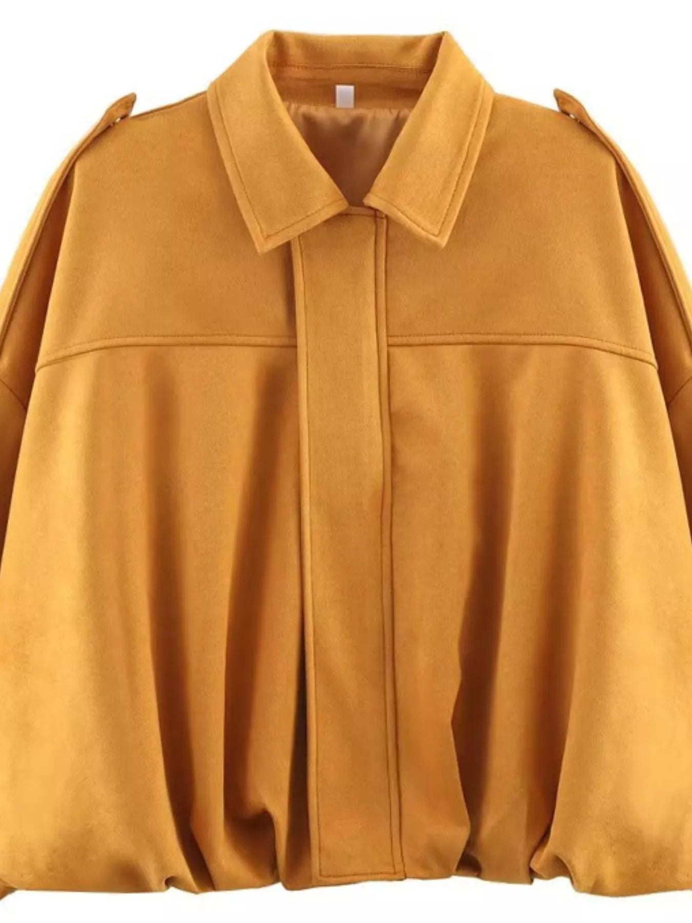 Collared Neck Dropped Shoulder Jacket