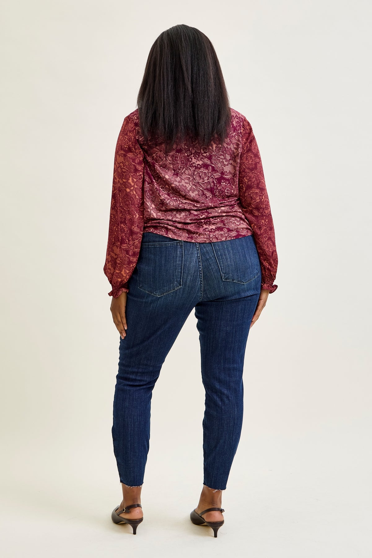 Kinsley Edgy Mid Rise Skinnies with a Raw Twist - PLUS