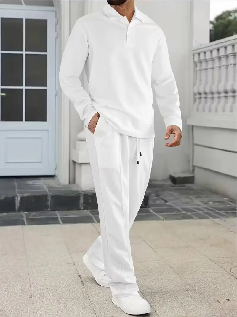 2-piece men's luxury retro suit set - Four season long sleeved jacket and pants with chest pocket