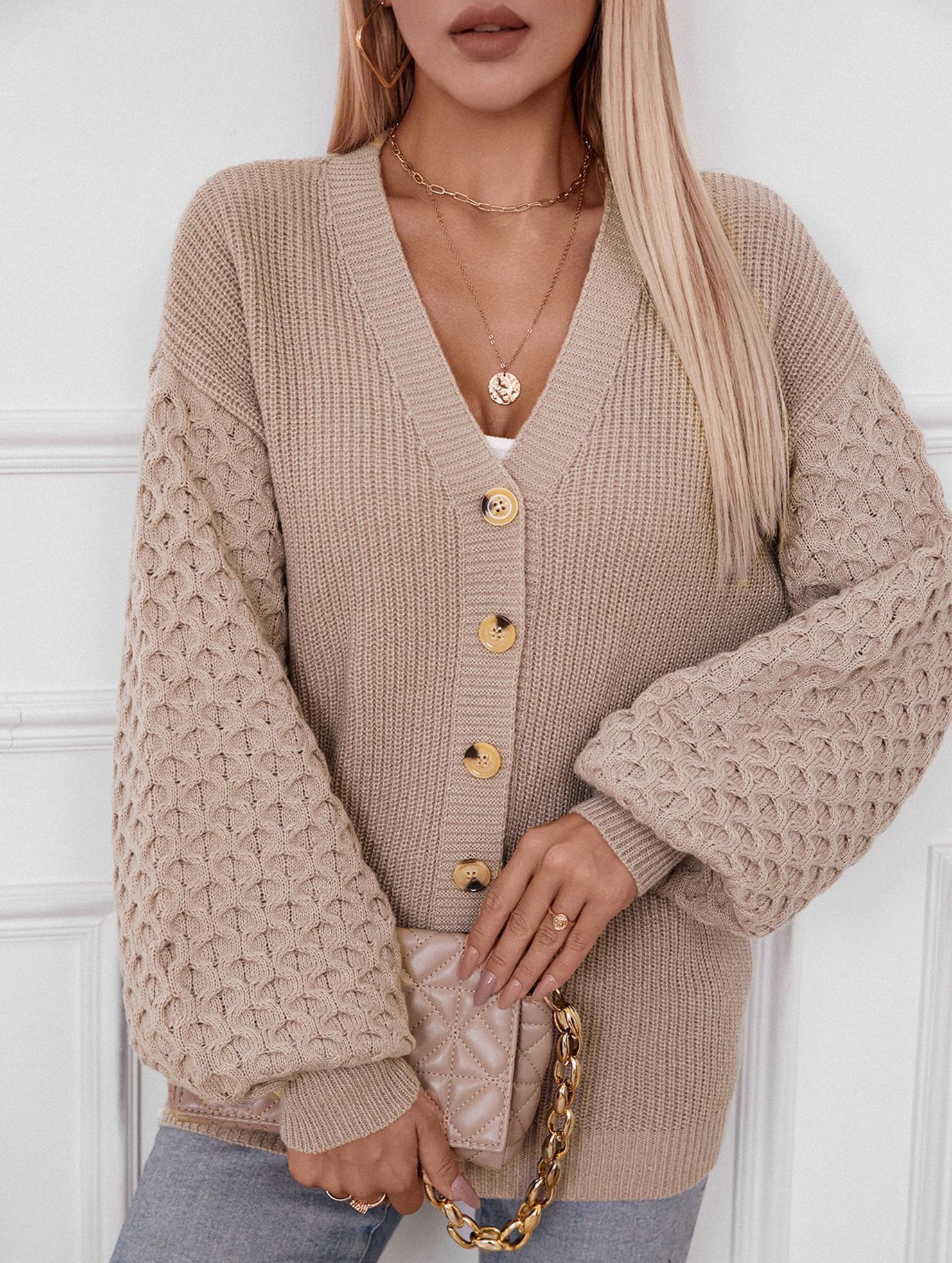 Vintage Loose Knit Cardigan Long Sleeve