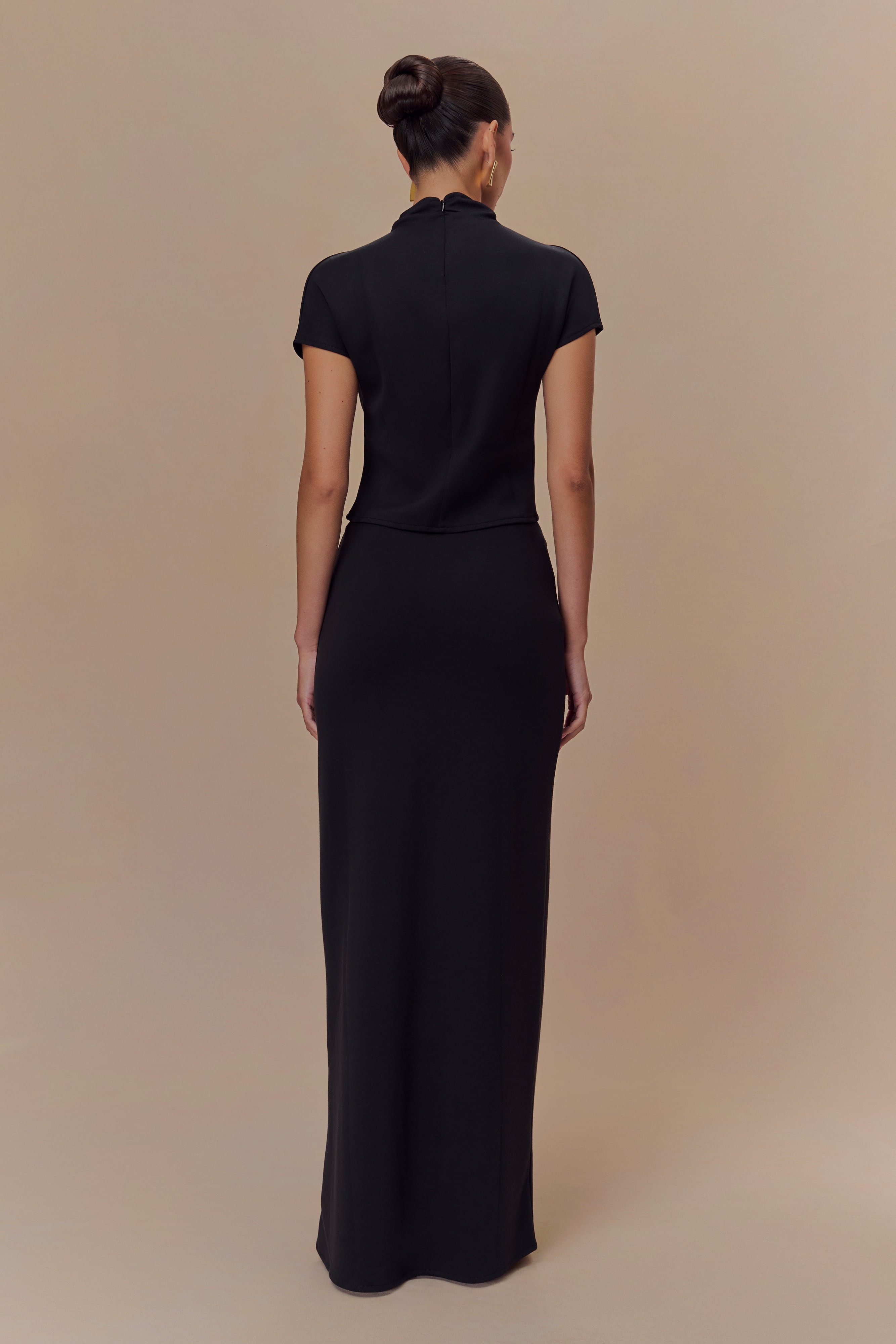 Black Scuba Jersey Maxi Skirt