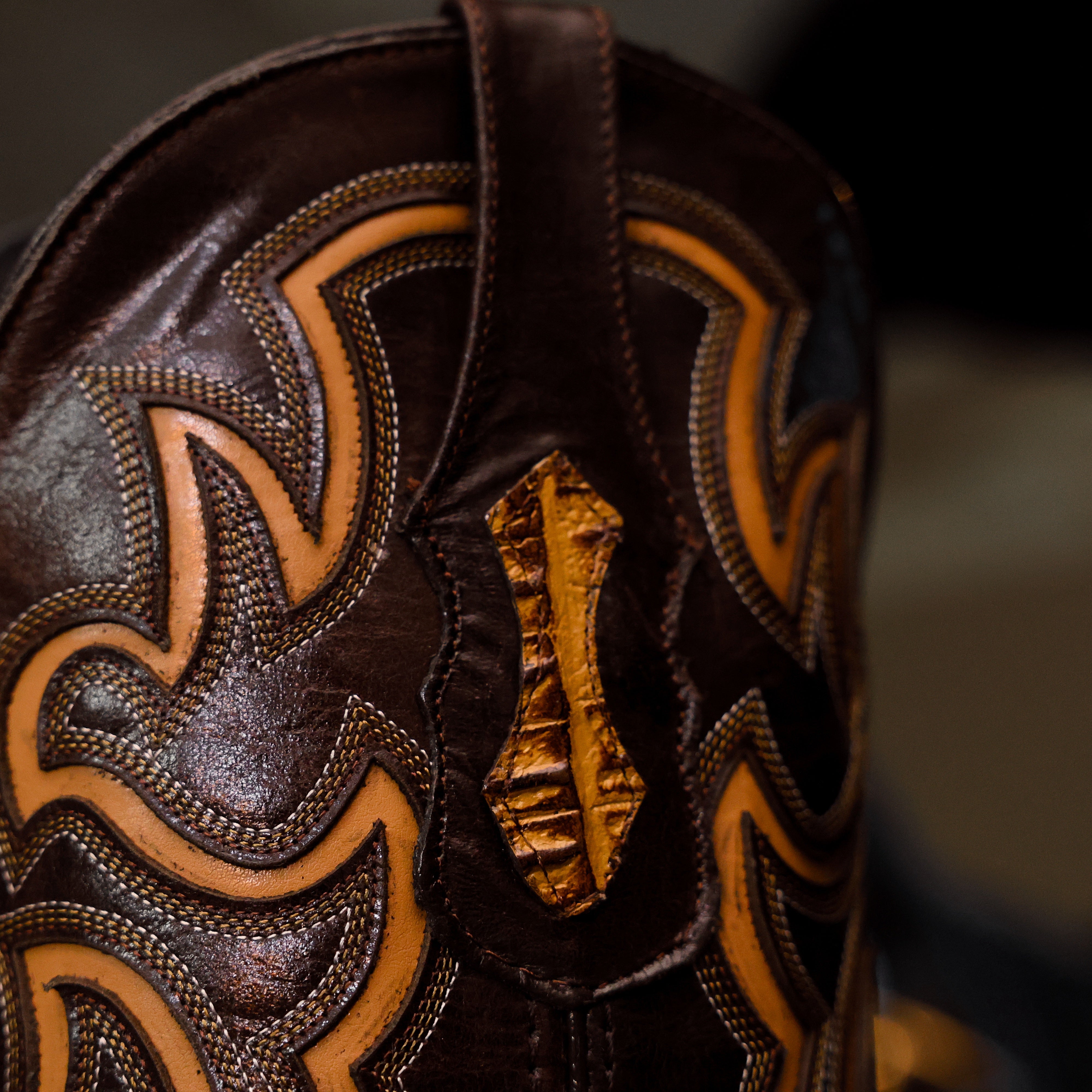 Honey Caiman Neck Leather Boots - Square Toe