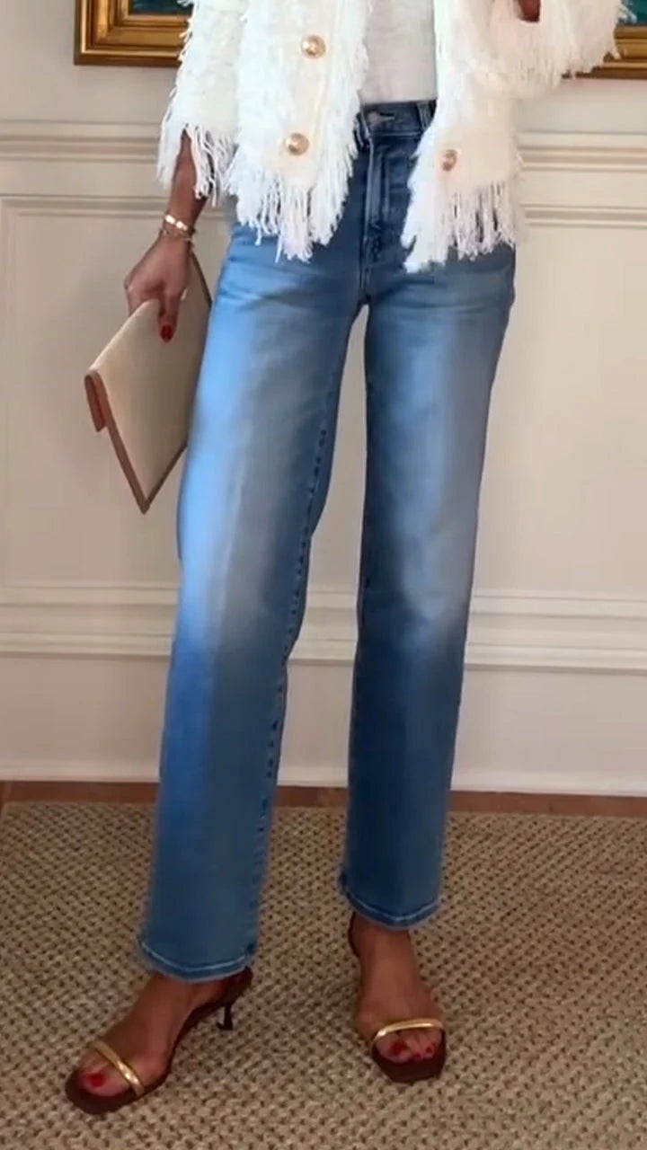 Women's Casual Jeans And Tassel Cardigan Jacket