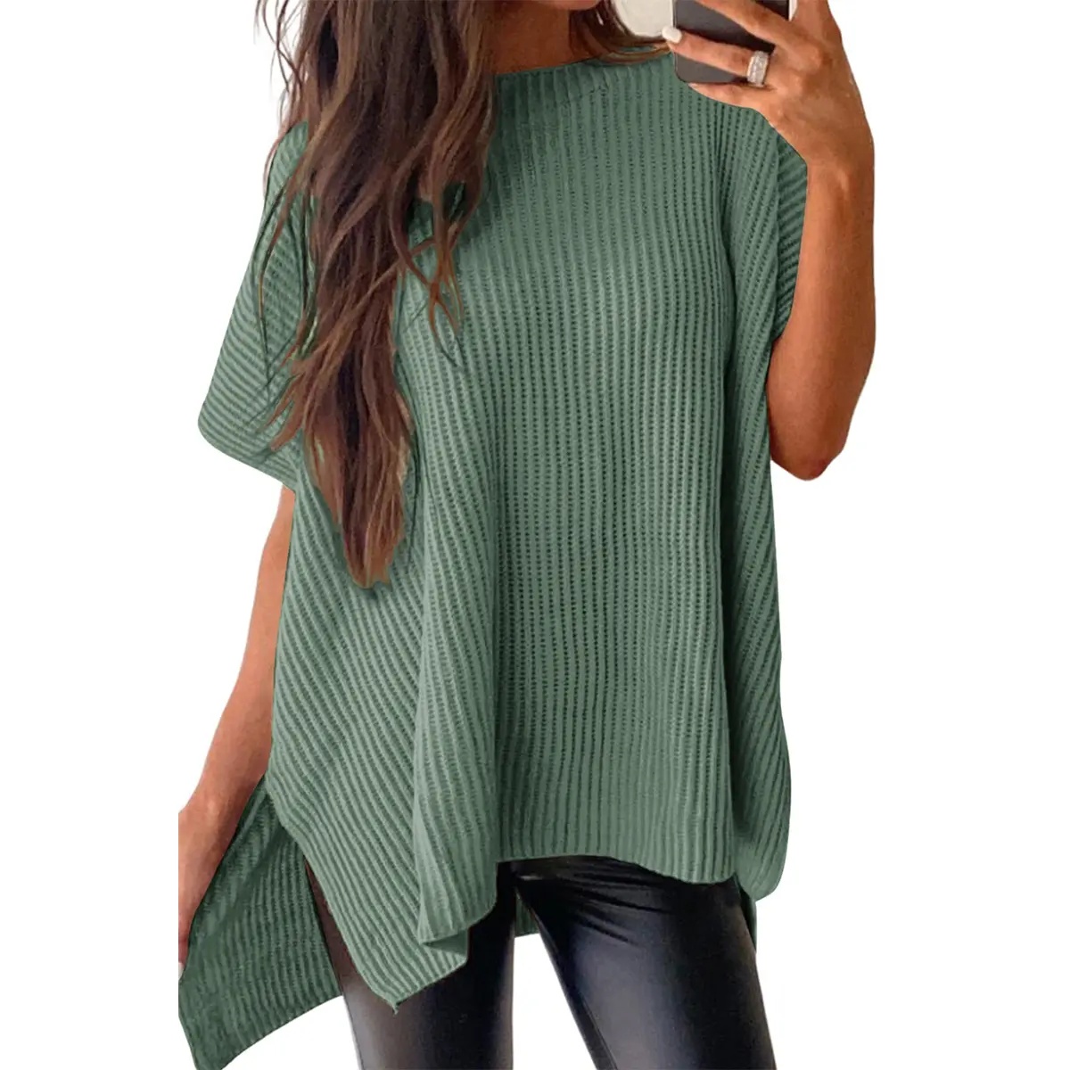 2026 Spring/Summer Oversized Cozy Ribbed Knit Top