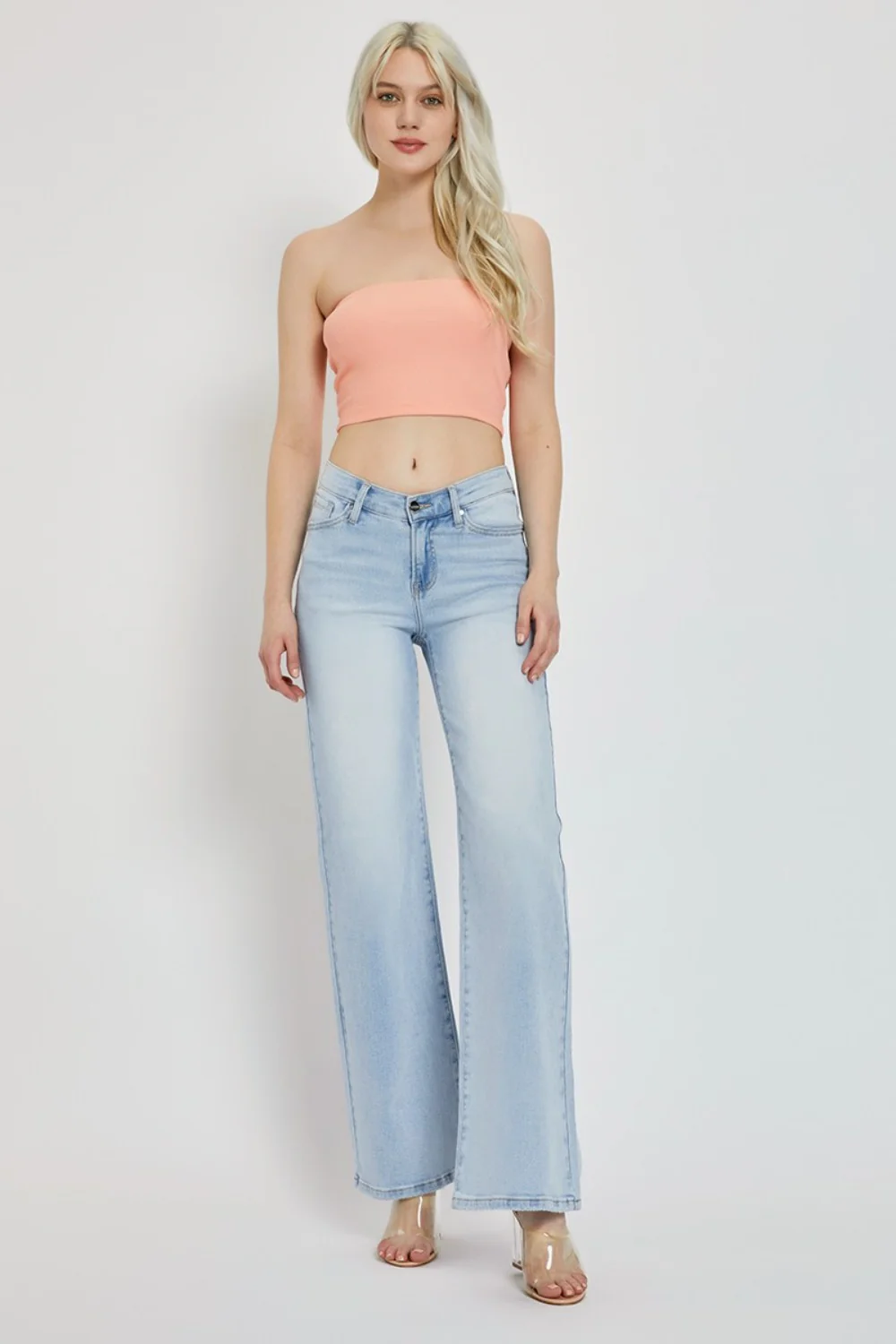 Full Size Wide Leg V Dipped Front Waist Jeans