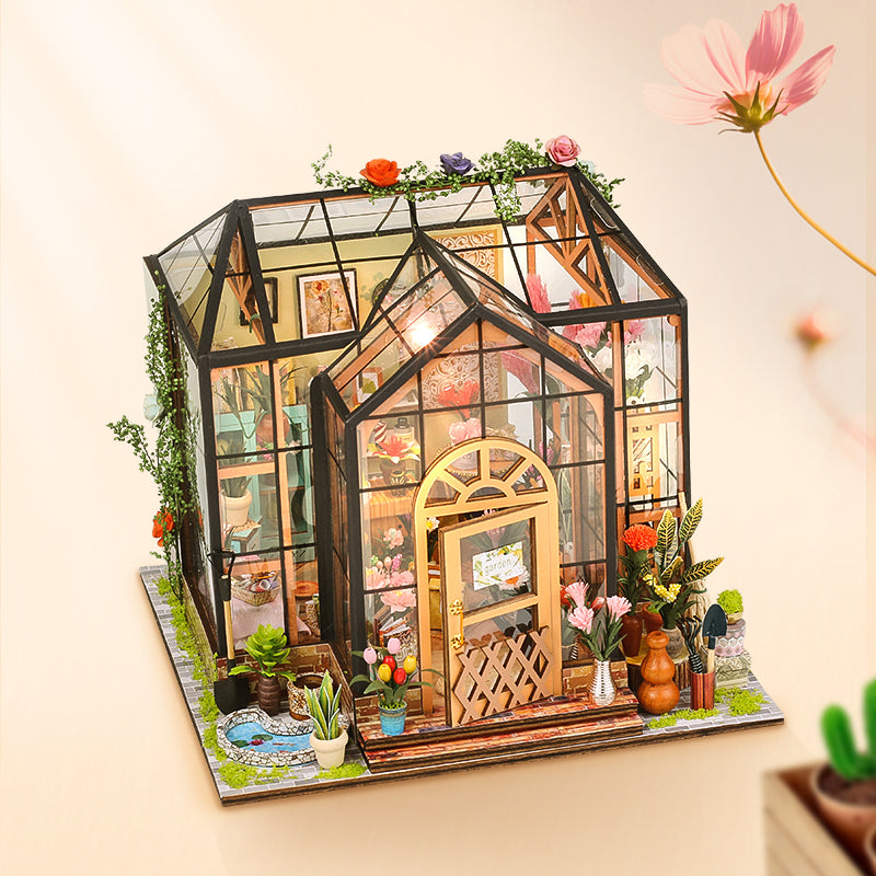 Jenny's Greenhouse - DIY Dollhouse Kit,3D Wooden Puzzle