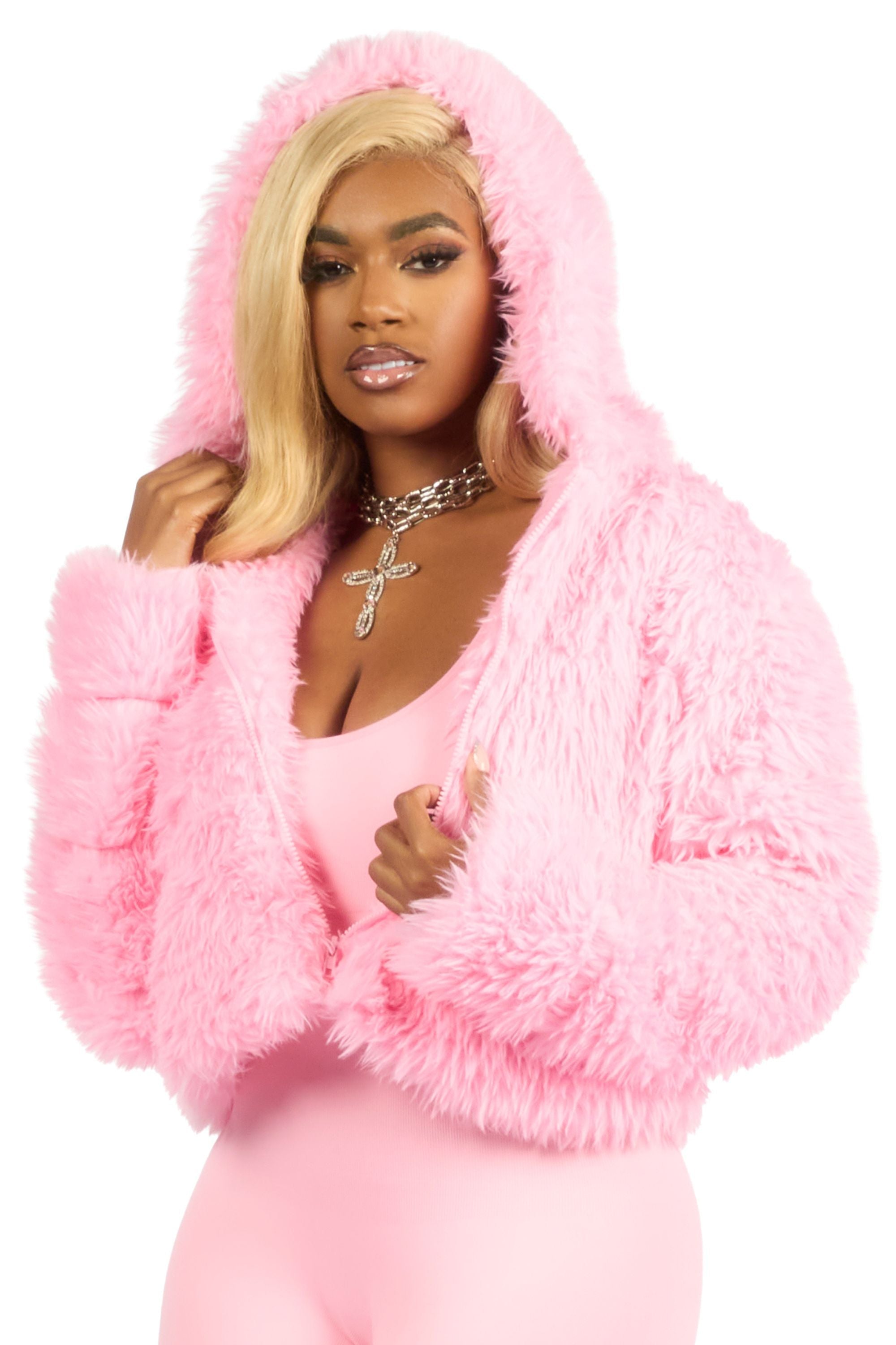 Kristin Pink Fur Jacket