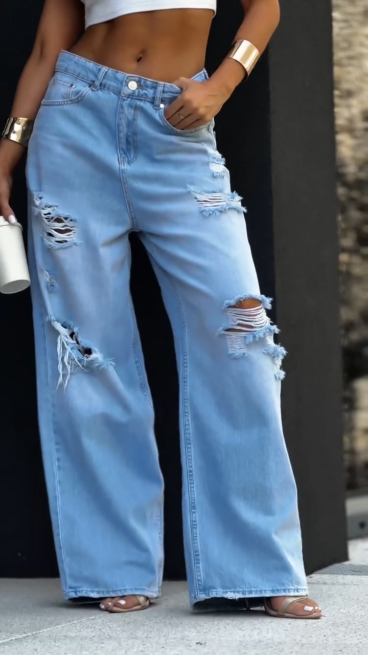 Women Ripped Washing Casual Jeans
