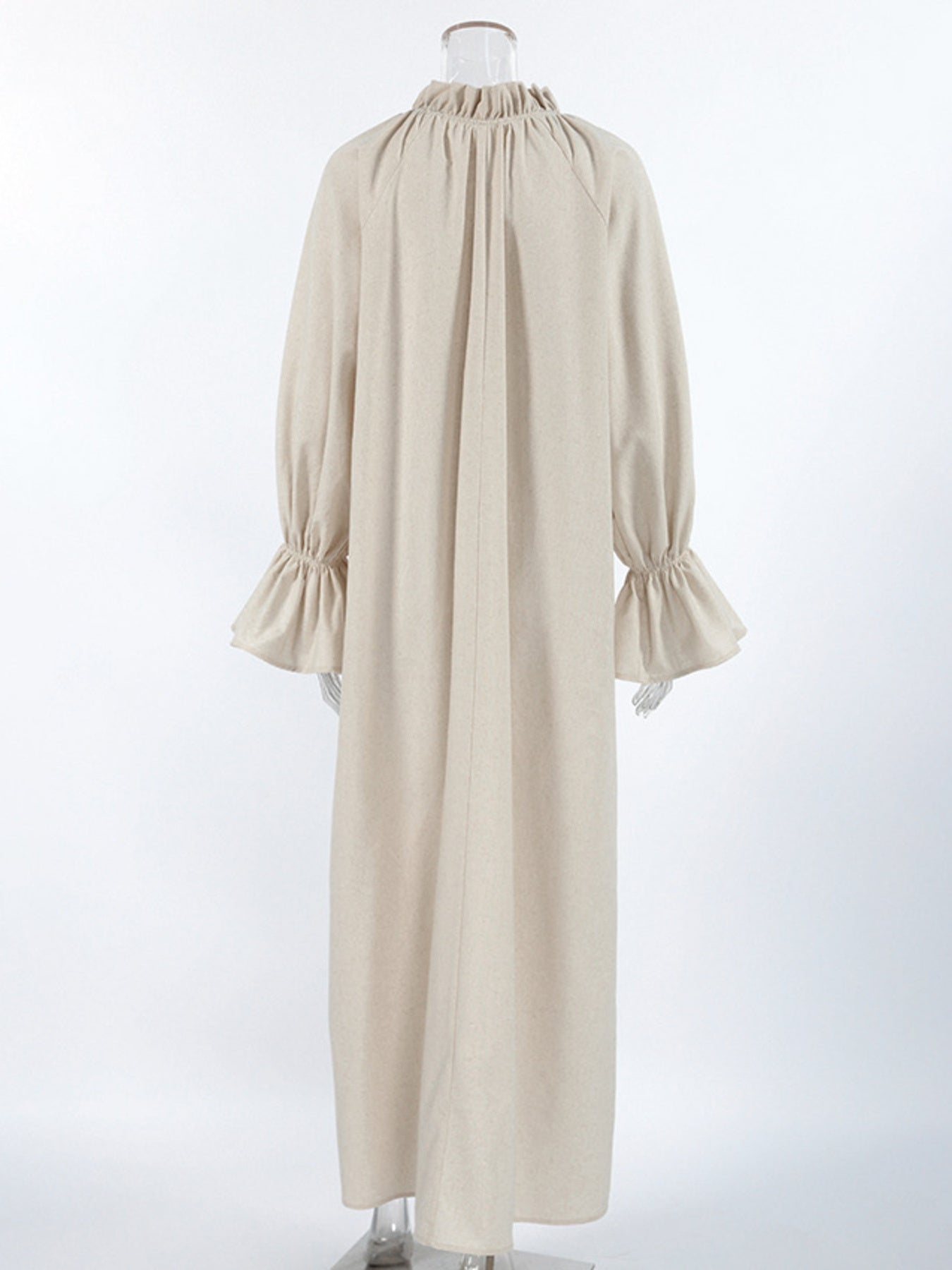 Tie Neck Flounce Sleeve Maxi Dress