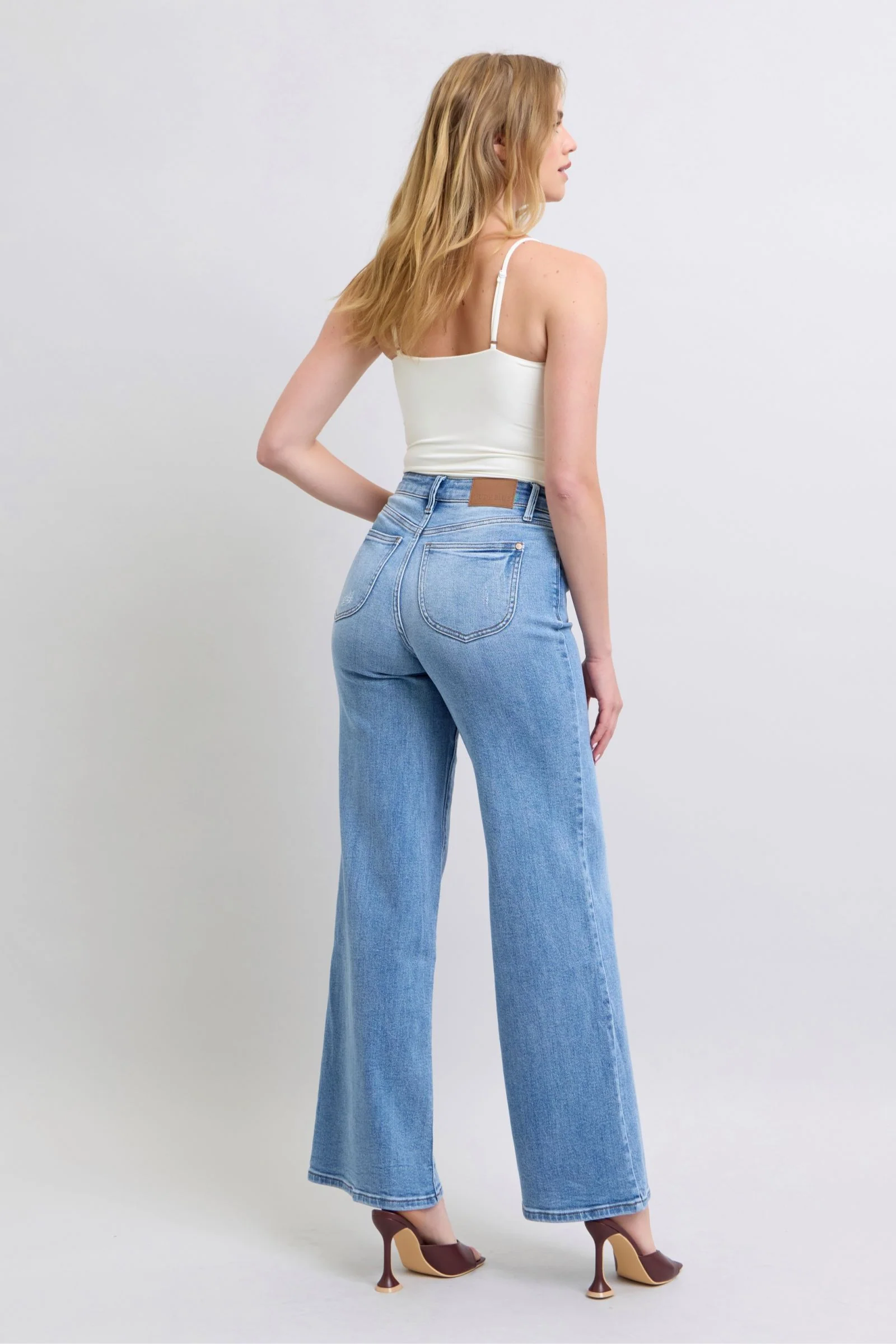 Blue Full Size Wide Leg Jeans with Pockets