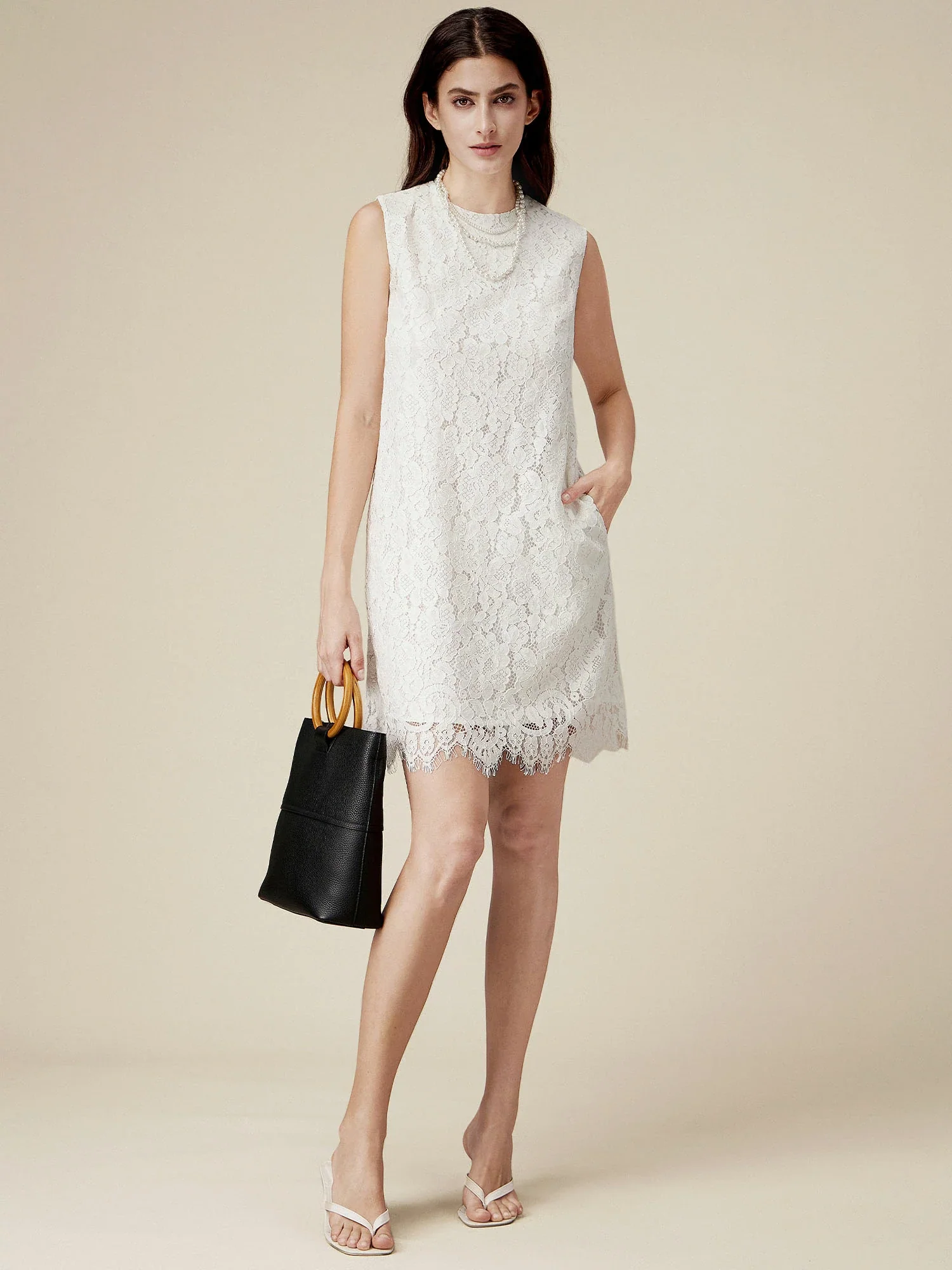 Cotton Sleeveless Lace Dress