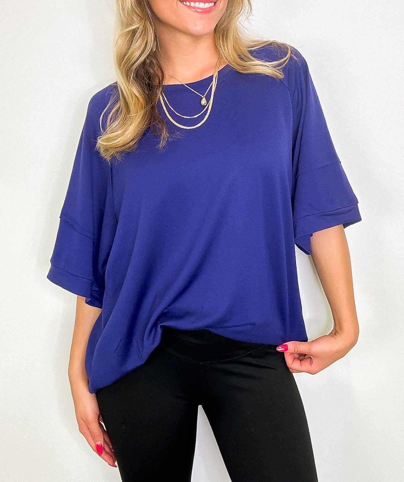 Chill Out Terry Knit Raw Edge Relaxed Top