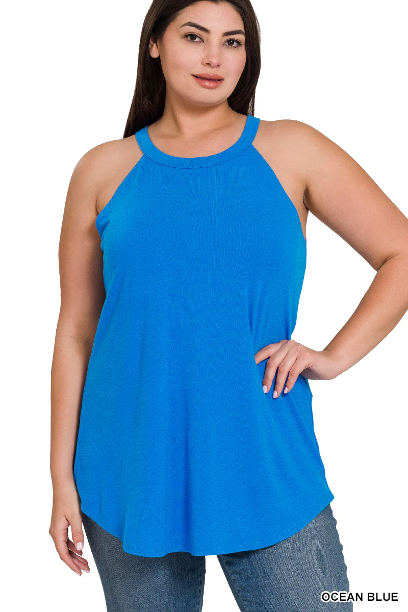 Full Size Sunny Vibes Halter Neck Tank Top